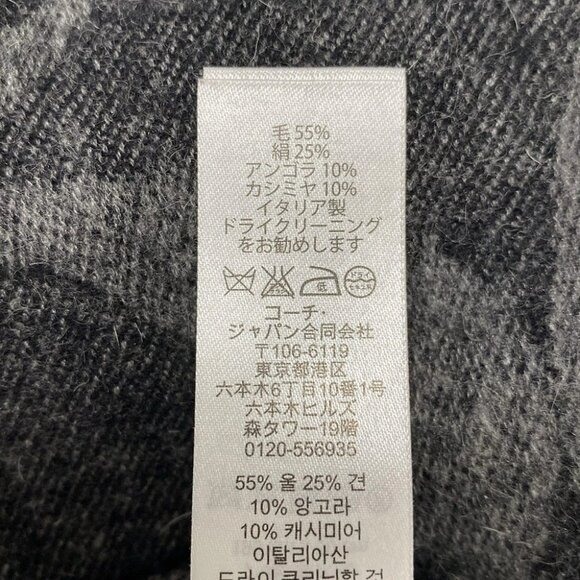 Auth COACH F77673 Black Gray Wool Silk Rabbit Cashmere Scarf - Picture 3 of 4